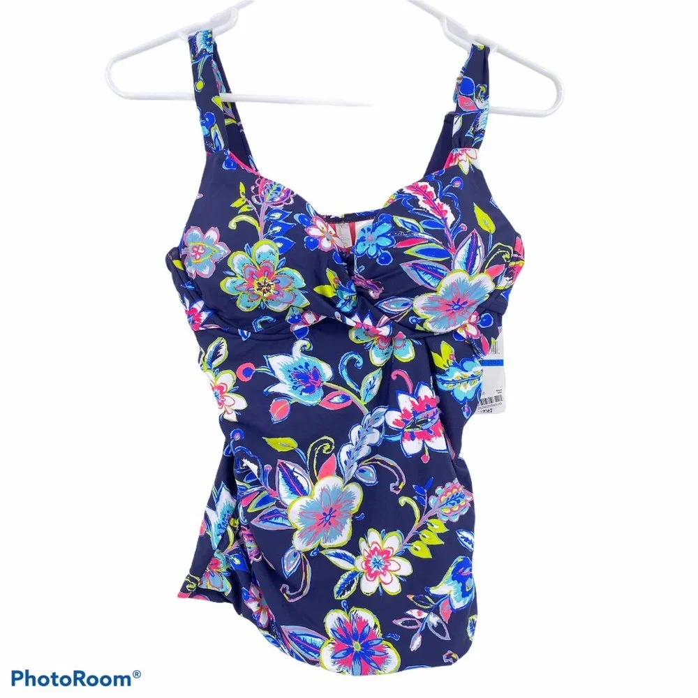 Anne Cole floral‎ tankini top size 34D 32DD 34B 32C